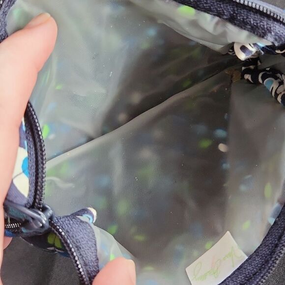 Vera Bradley Blue and Green Cosmetic Bag with Geometric Pattern - Picture 5 of 8